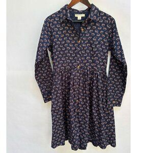 Mata Traders Dress, Long Sleeve, Navy/Pink Elephant Print, Medium, 100% Cotton